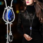 Collar Para Dama Tulipán Azul Con Plata