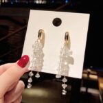 Aretes Largos Perlados Transparente