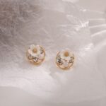 Aretes de Flor Redondo con Perlitas