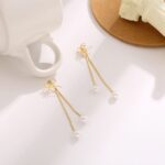 Aretes de Lazo Largo con 2 Perlitas