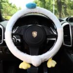 Cobertor De Volante Automovil Blanco Con Gorro Azul
