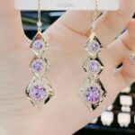 Aretes con Joya Morada Elegantes