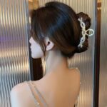 Prensa Para Pelo Dorada con Brillos Trenzada