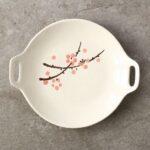 Plato De Porcelana Flor Rojo Redondo