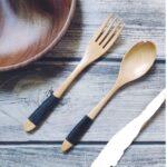 Juego De Cuchara Con Tenedor De Madera Negro