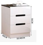 Mesa De Noche Melamina 3 Gavetas Blanco Con Negro 50X40X56 - Image 2