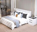 Mesa De Noche Melamina 3 Gavetas Blanco Con Negro 50X40X56 - Image 4