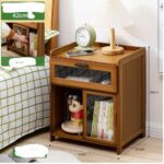 Mesa Auxiliar De Madera Puerta Corrediza Con Gaveta Marron