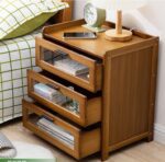 Mesa Auxiliar De Madera 3 Gavetas Transparentes Marron - Image 2