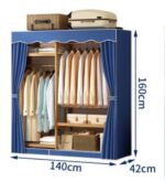 Ropero De Bamboo Con Cobertor De Tela Azul 140Cm