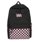 Bolso Escolar Tela Negro Y Rosado 30*14*42Cm