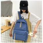 Bolso Escolar De Lienzo Azul 30*44*15Cm