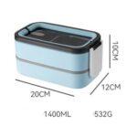 Caja De Almuerzo De Acero Inoxidable 2 Niveles Azul