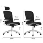 Silla De Oficina Marco Blanco Neto Gris + Reposacabezas De Tela De Malla De Acero Inoxidable 4891284784006 - Image 2