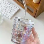 Vaso Vidrio Con Tapa Y Pajilla 400Ml. De Vidrio 5006122311255