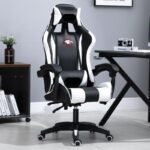 Silla Gamer Recostable Ergonomico Cuerina Negro Blanco De Cuerna Acero 5097021630403