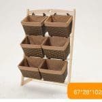 Estante cesta tejida colgante 3 niveles 35x35x125cm