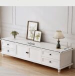 Mueble de TV combinacion gabinete blaco crema 140x34x42cm - Image 2