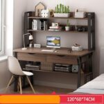 Escritorio y estanteria marron melamina/metal 120x60x74cm