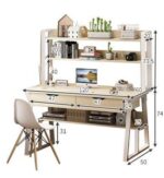 Escritorio y estanteria marron melamina/metal 120x60x74cm - Image 2