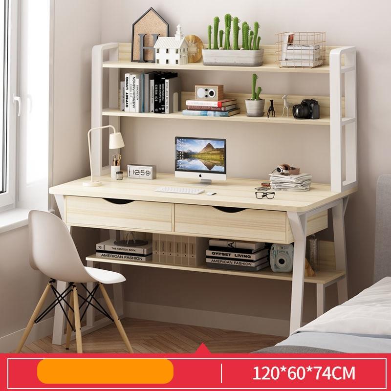 5234716310842-1 Escritorio y estanteria color natural melamina/metal 120x60x74cm - Image 1