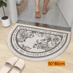 Alfombra baño media luna rosas blanco 50x80cm