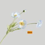 Flor de mesa de boda 4 amapolas plantadas azul hielo