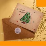 Sobre navidad Arbol café