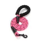 Correa trenzada de nailon para perro rosado y negro 150x1.2cm