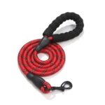 Correa trenzada de nailon para perro roja y negro 150x1.2cm