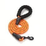 Correa trenzada de nailon para perro naranja y negro 150x1.2cm