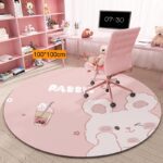 Alfombra redonda rosada poliester rabbit 100x100cm