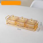 Repisa con 3 recipientes vidrio dorado