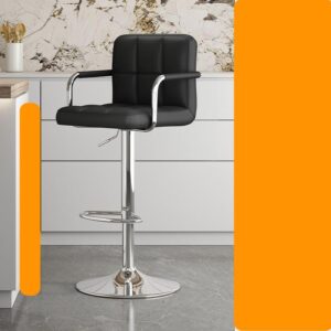 Silla Alta Barra Negro 6 Cubos Con Brazos