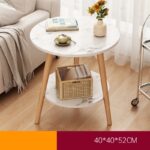 Mesa de Centro Redonda de Dos Niveles - Melamina y Metal - 80x80x40 cm - Color blanco