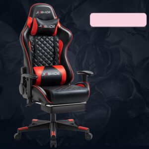 Silla Gaming Cuerina Brazos Ajustables Reposapies Negro-Rojo YT-1207