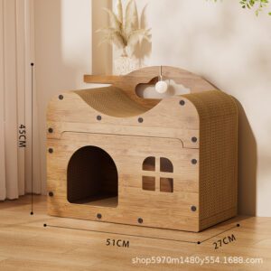 RASCADOR PARA MASCOTAS DE CARTON CASITA 51X27X45CM