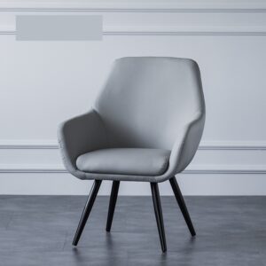 Silla De Oficina Cuero Sintetico Metal Gris