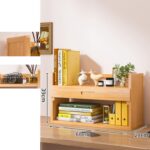 Organizador de Escritorio con Cajón - Bambú - 78x21 cm - 2 niveles y cajón, color natural