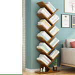 Estante para Libros con Forma de Árbol - Bambú - 158x44x20cm - 10 niveles, color té