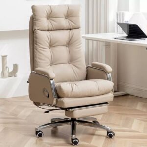 Silla De Oficina Cuero Sintetico Beige  Yt-517