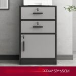 Archivador Oficina Gris Melamina 65cm 2 Cajones 1 Puerta