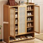 Zapatero de bambú 90×32×77cm tres puertas