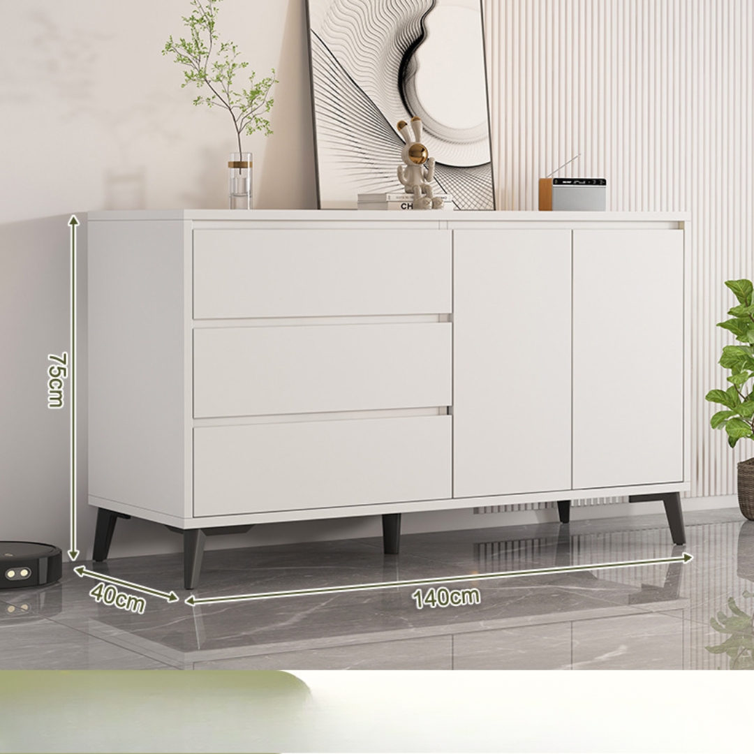 5598834414321-1 Cajonera Melamina 2 Puertas 3 Cajones Blanco - Image 1