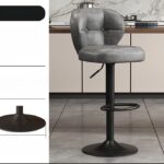 Silla Alta Barra Gris Metal Cuerina Con Respaldo