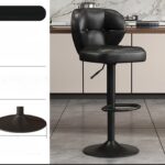 Silla Alta Barra Negro Metal Cuerina Con Respaldo