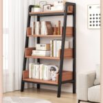 Estante De Libros Melamina Con Marco Acero Nogal