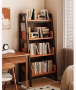 Estante De Libros Melamina Con Marco Acero Nogal - Image 3