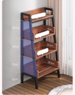 Estante De Libros Melamina Con Marco Acero Nogal - Image 4