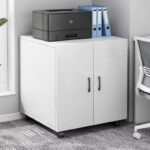 Mueble Impresora Blanco Melamina 60cm 60cm 60cm Con Ruedas